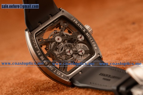 Franck Muller Vanguard Miyota Automatic Copy Tourbillon Steel Case With Skeleton Dial Leather/Rubber Strap